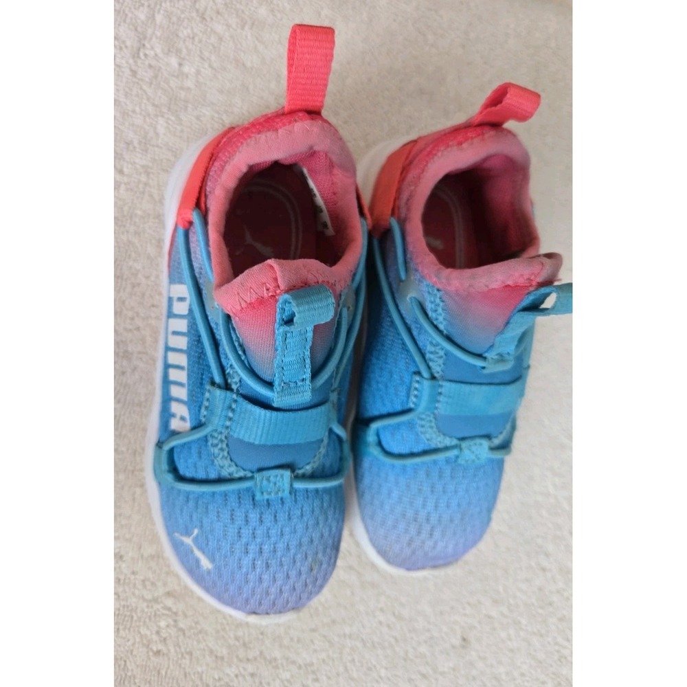 Puma Girls Slipon Shoes Size 8C Blue & Peach